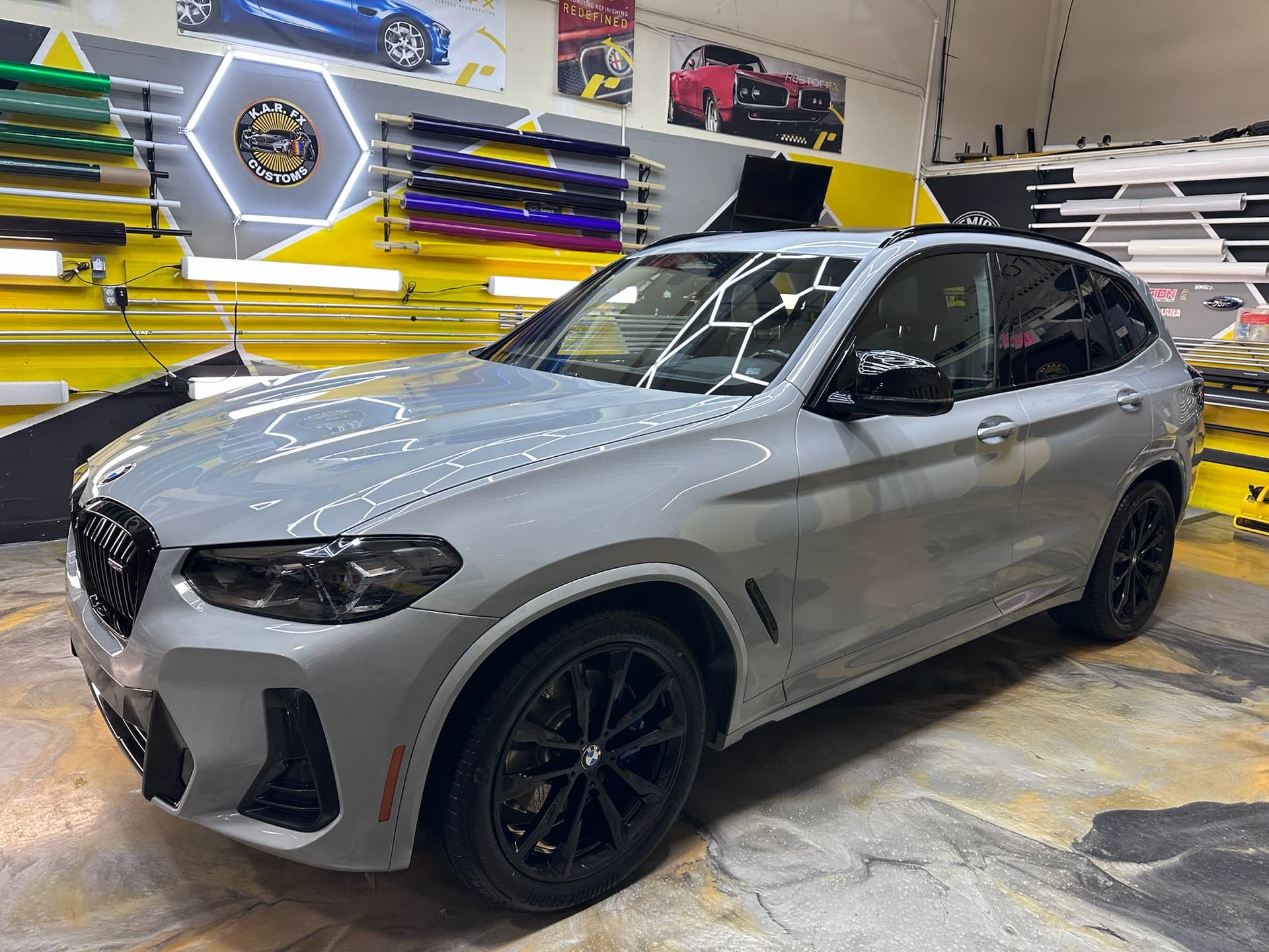 Reflective caliper lit from side at night — high-impact finish