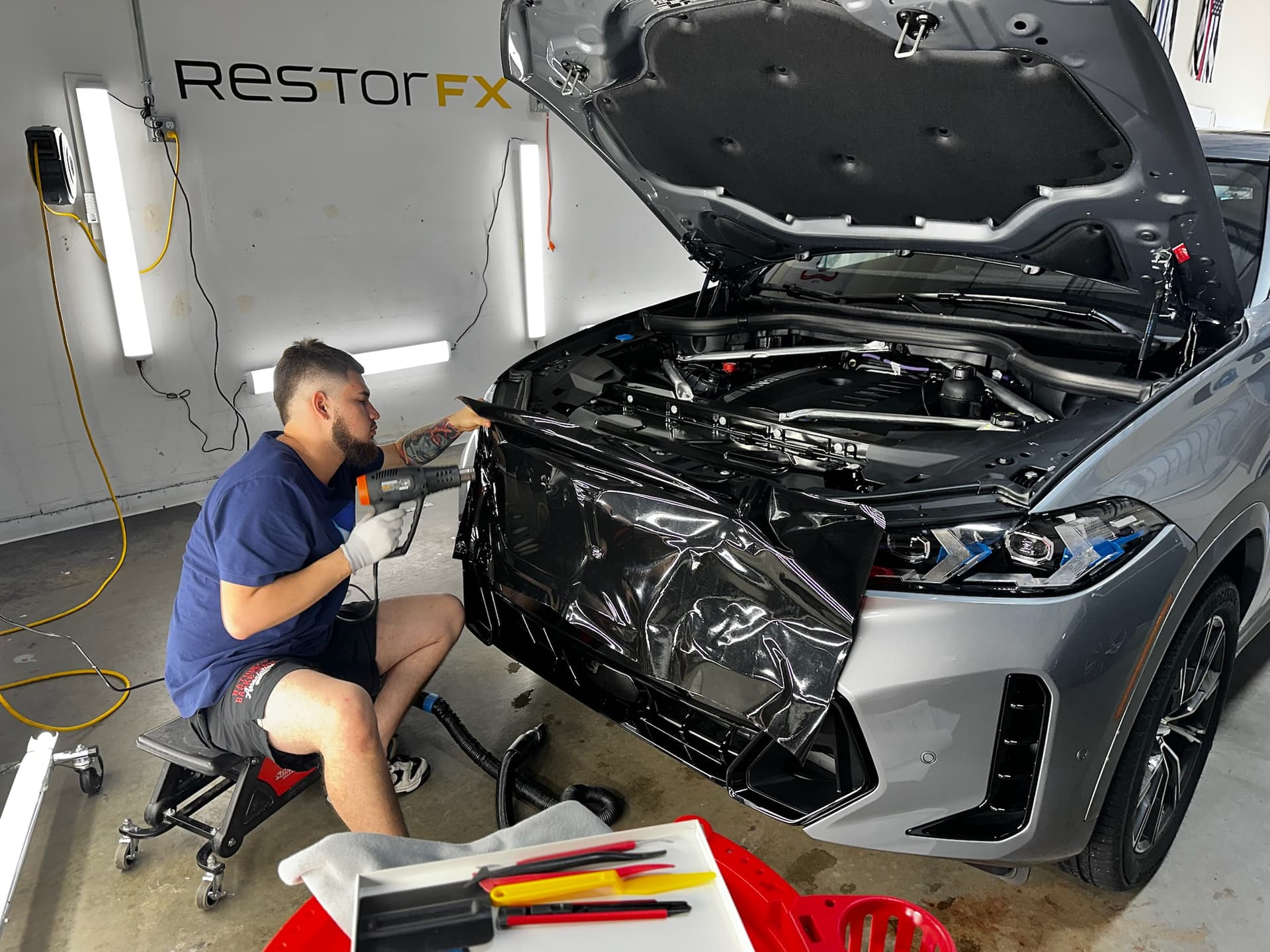 Paint protection film installation on vehicle hood — Raleigh NC